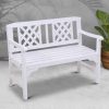 Wooden Garden Bench Patio Furniture Timber Outdoor Lounge Chair – White, 2 Seater