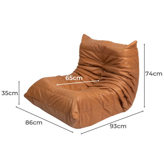 Floor Chair Caterpillar Sofa Replica Lazy Recliner Leathaire Brown
