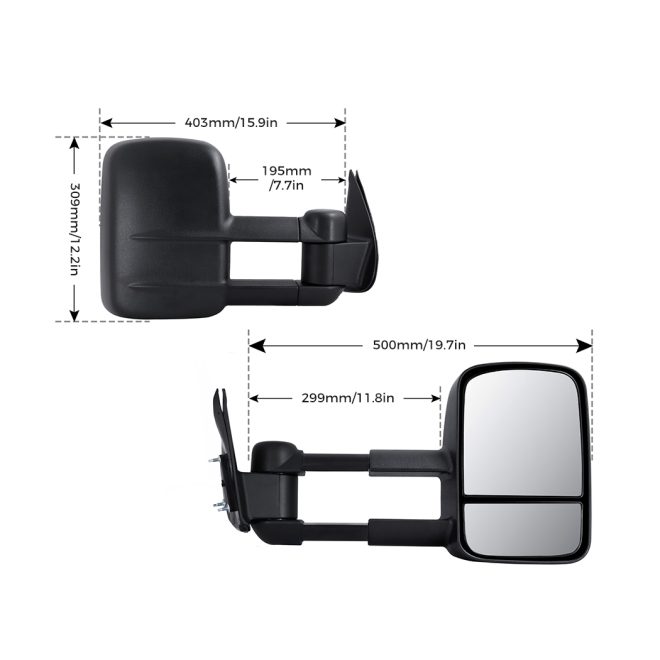 2x Extendable Towing Mirrors Pair Heavy Duty for Toyota HILUX 2012-2015