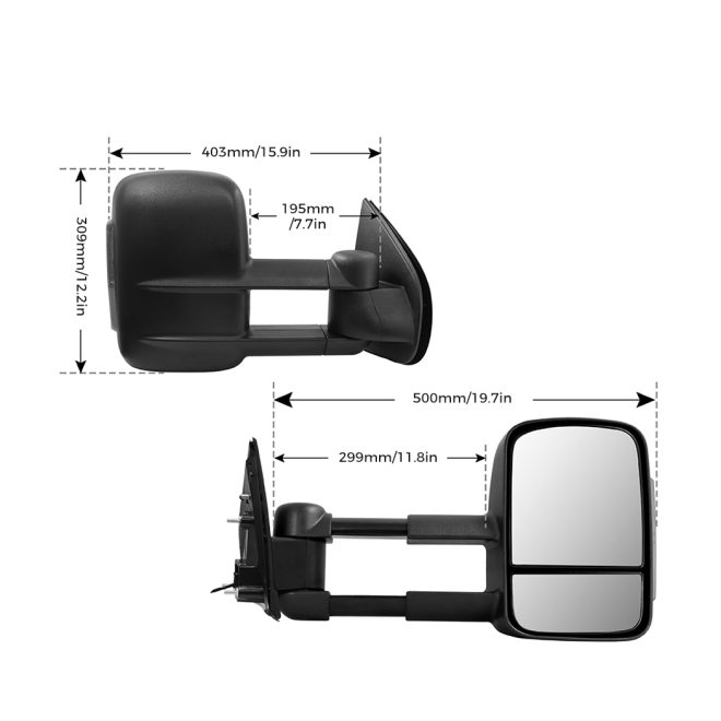 2x Extendable Towing Mirrors Manual for Isuzu D-Max DMax MY2012-MY2019