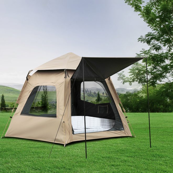 Instant Pop up Tent Auto Family Camping Canopy Shelter 5-8 Person Ground Mat