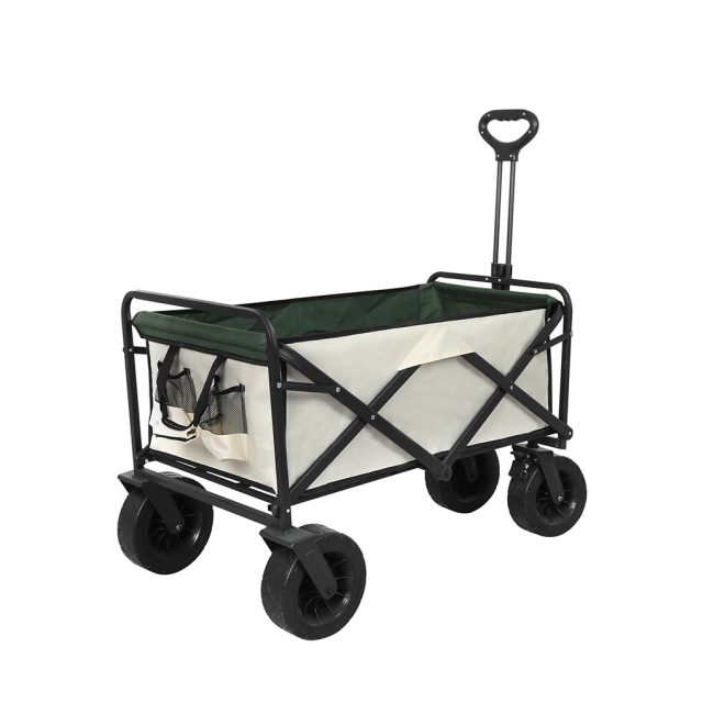 Garden Camping Trolley Outdoor Garden Wagon Cart Folding Widen Large Picnic Beige