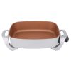Copper Electric Fry Pan for Cooking, 9.1L Capacity, Non-Stick