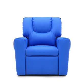 Blue Kids push back recliner chair with cup holder
