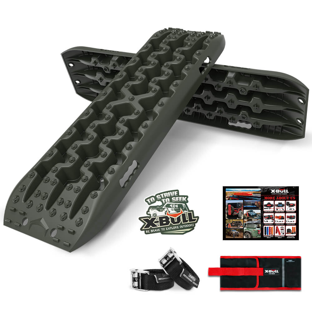 X-BULL Recovery tracks kit Boards 4WD strap mounting 4×4 Sand Snow Car qrange GEN3.0 6pcs – Olive