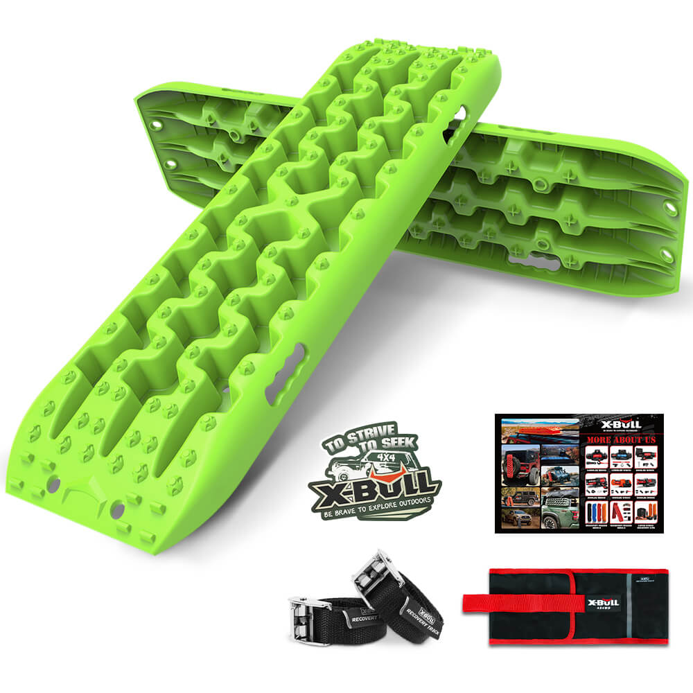 X-BULL Recovery tracks kit Boards 4WD strap mounting 4×4 Sand Snow Car qrange GEN3.0 6pcs – Green
