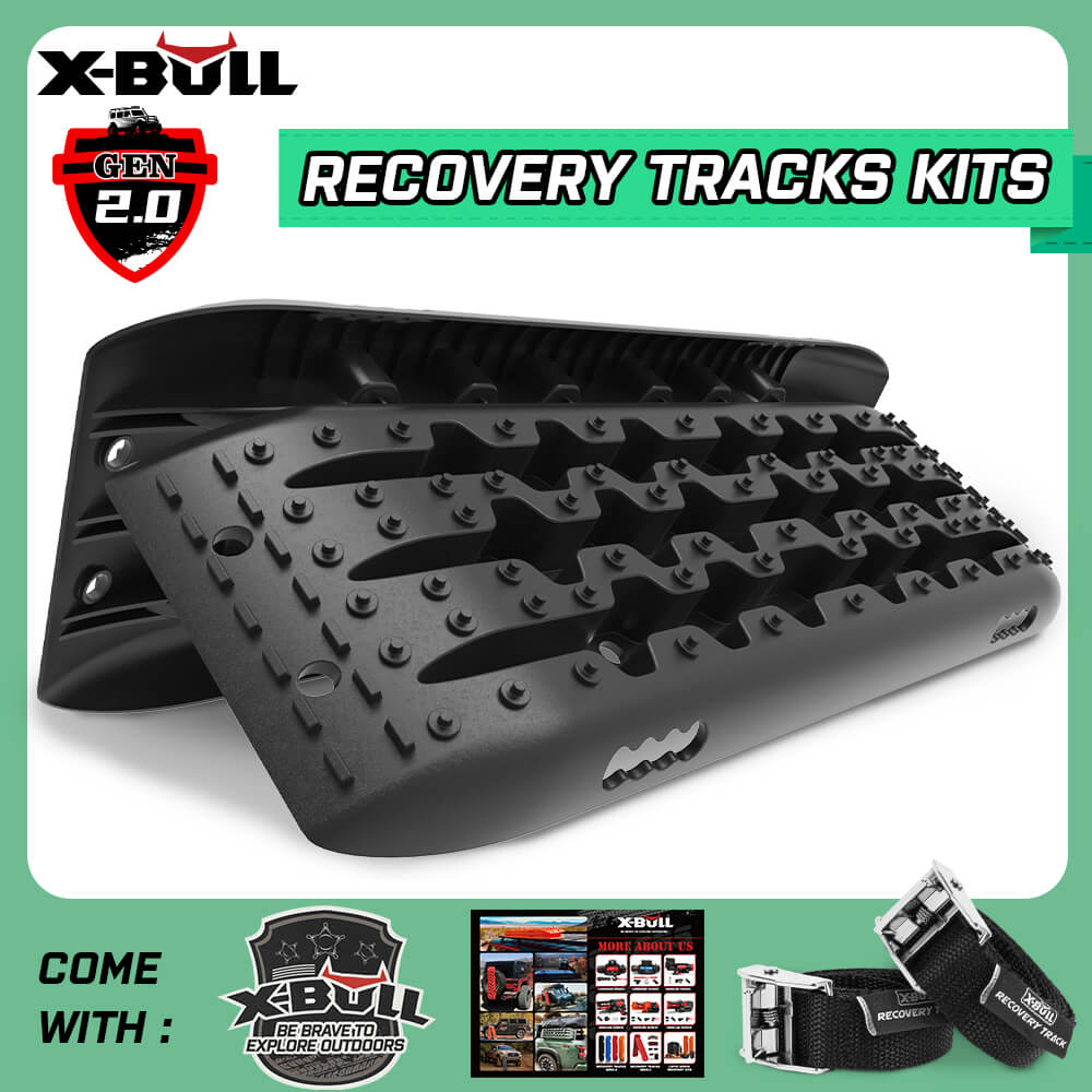X-BULL KIT1 Recovery track Board Traction Sand trucks strap mounting 4×4 Sand Snow Car – Black