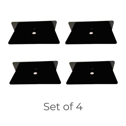 Acrylic Floating Wall Shelf Set of 4 with Cable Clips (Black) GO-FWS-100-SYD