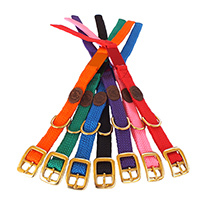 Doublebraided Coloured Tag Dog Collars -with matching coloured ID tag for engraving – Size 30cm – Made in the USA – Red