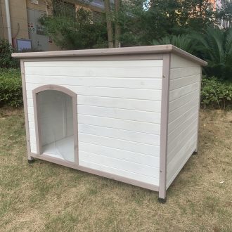 XXL Timber Pet Dog Kennel House Puppy Wooden Timber Cabin With Stripe White