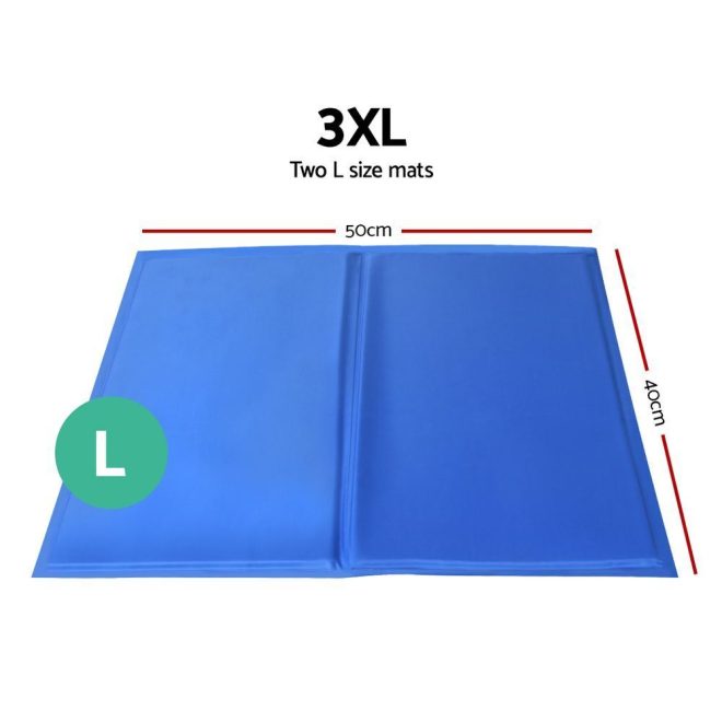 2X Pet Cooling Bed Gel Mat Dog Cat Non-Toxic Cool Pad Puppy Cold Summer 50×40 CM