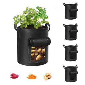 5-Pack Gallons Plant Grow Bag Potato Container Pots with Handles Garden Planter Black