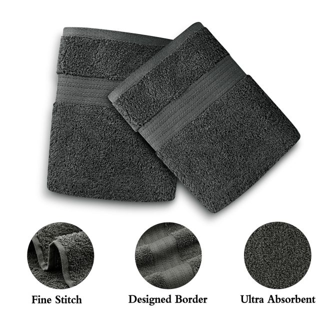 4 Piece Cotton Bath Towels Set – Charcoal