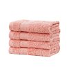 Bath Towel Set – 4 Piece Cotton Washcloths – Coral