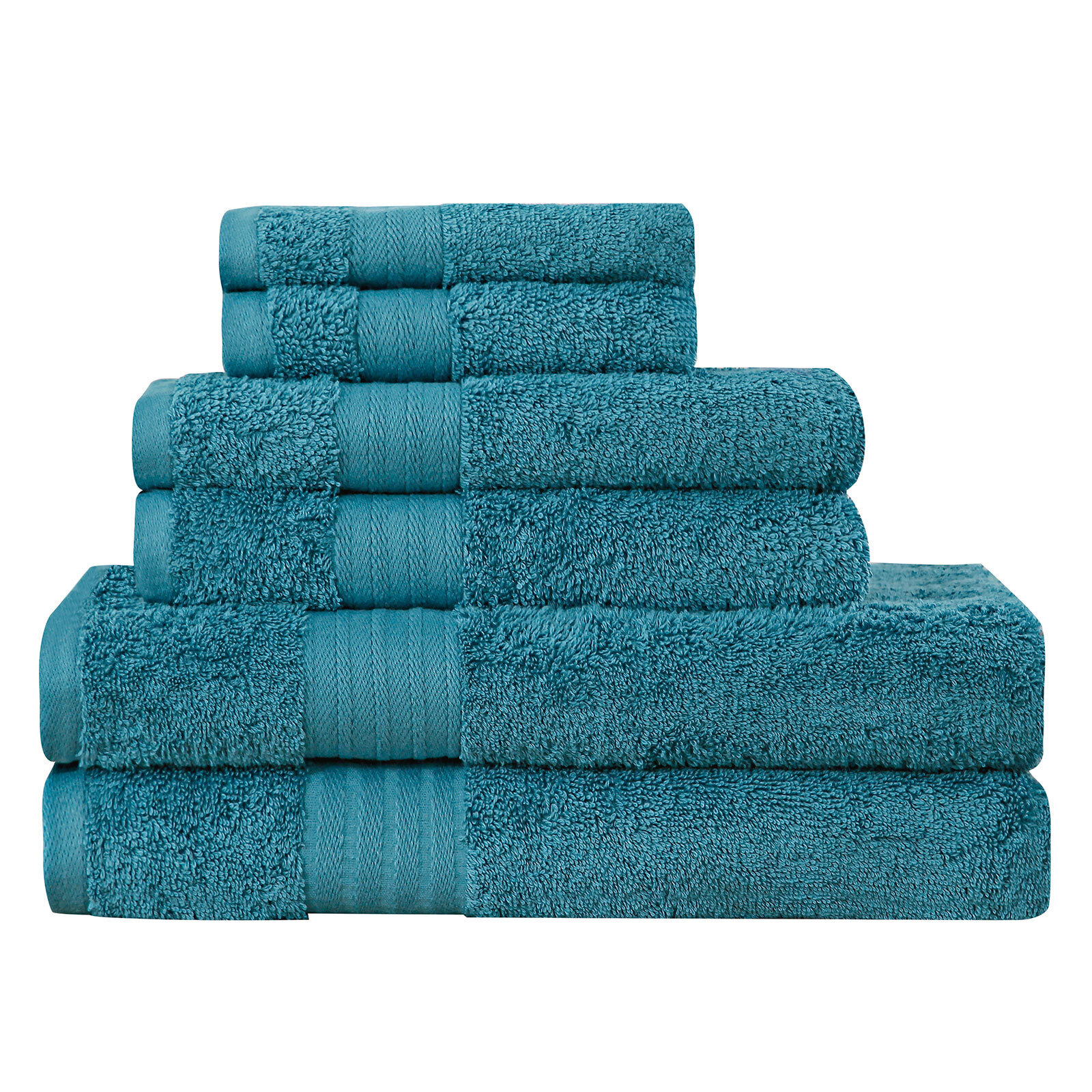 Luxury 6 Piece Soft and Absorbent Cotton Bath Towel Set – Blue