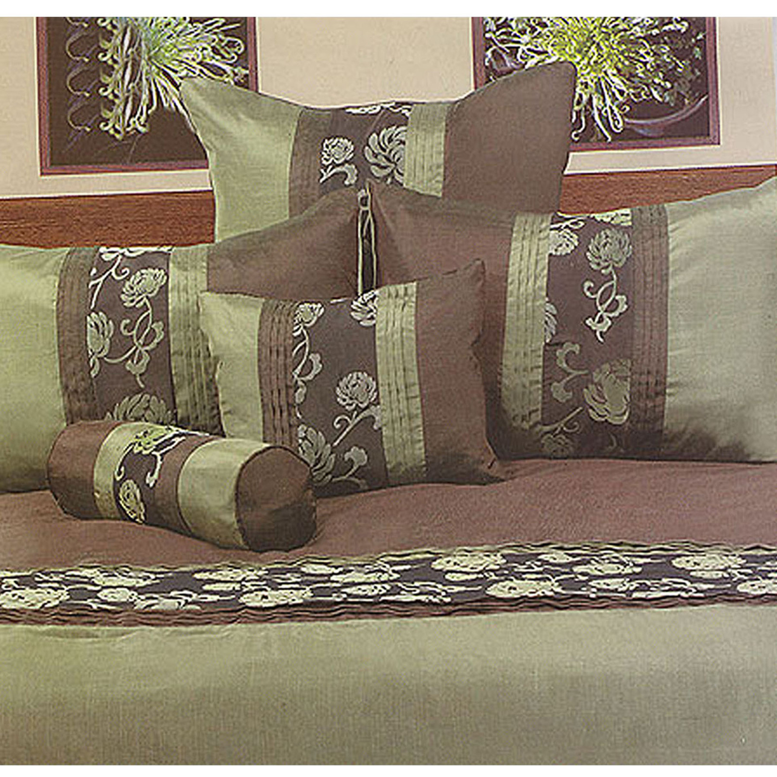 Jemma Olive Quilt Cover Set QUEEN