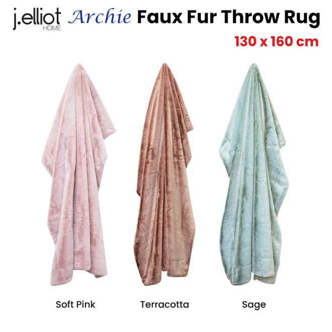 Archie Faux Fur Throw Rug 130 x 160cm-pla173408 – Sage