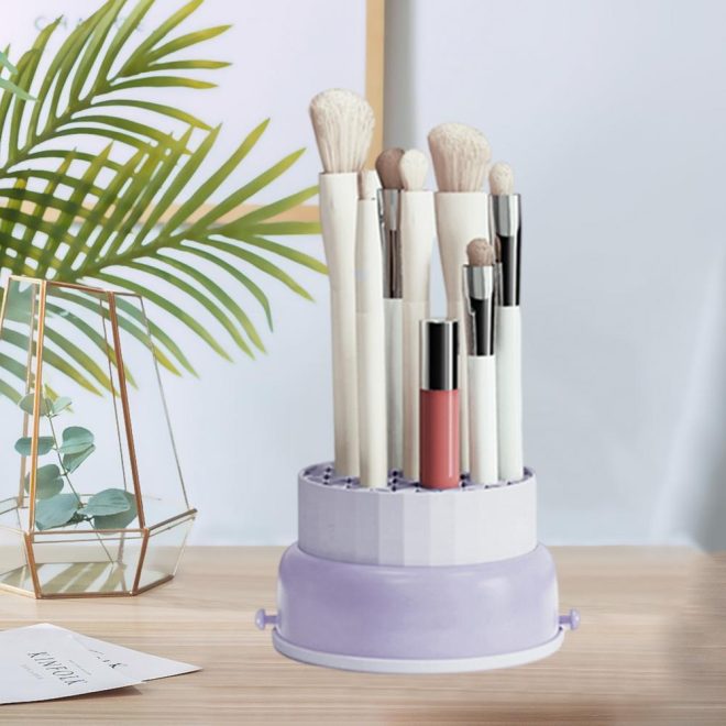 3 In 1 Makeup Brushes Cleaner Sponge Brush Washing Box Makeup Brush Drying Basket(Beige)