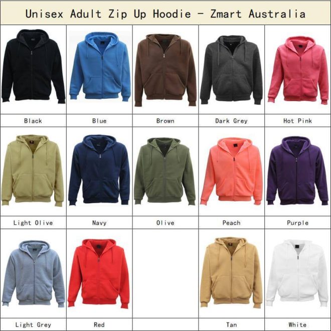Adult Unisex Zip Plain Fleece Hoodie Hooded Jacket Mens Sweatshirt Jumper XS-8XL, Purple, XS