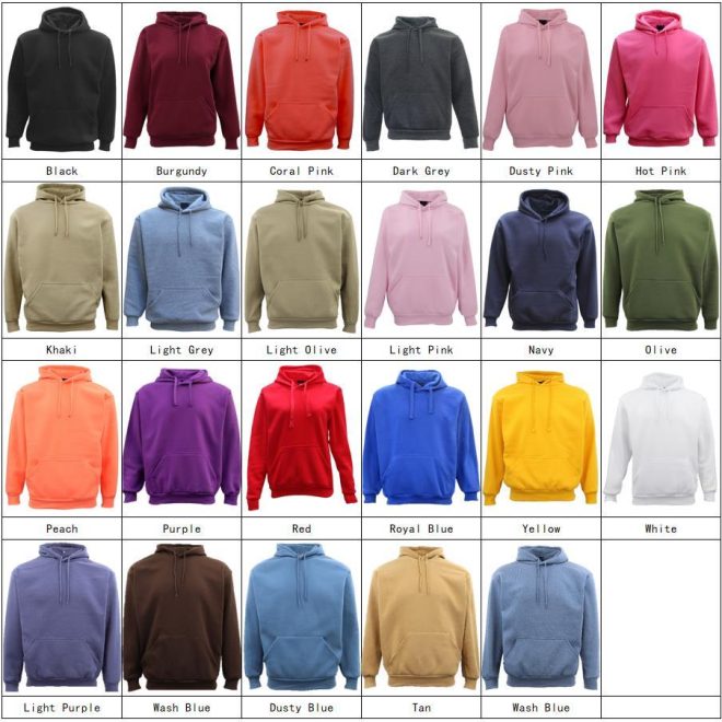 Adult Unisex Men’s Basic Plain Hoodie Pullover Sweater Sweatshirt Jumper XS-8XL, Black, 2XL