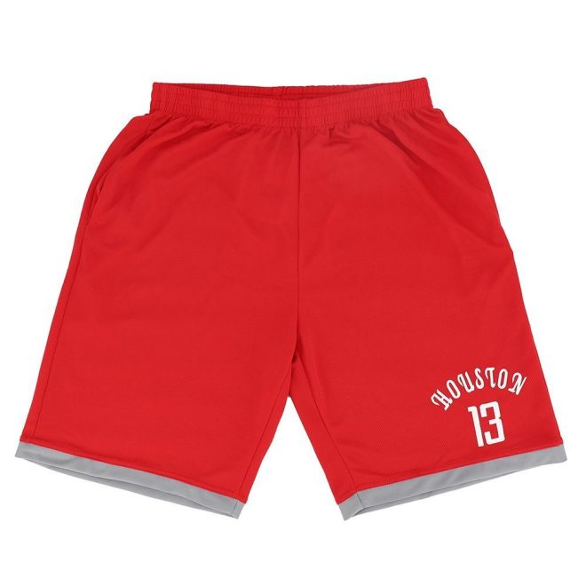 Men’s Basketball Sports Shorts Gym Jogging Swim Board Boxing Sweat Casual Pants, Red – Houston 13, S