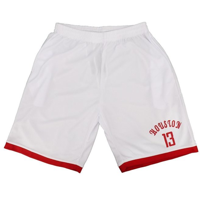 Men’s Basketball Sports Shorts Gym Jogging Swim Board Boxing Sweat Casual Pants, White – Houston 13, L