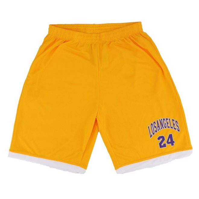Men’s Basketball Sports Shorts Gym Jogging Swim Board Boxing Sweat Casual Pants, Yellow – Los Angeles 24, S