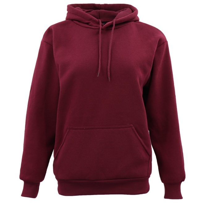 Adult Unisex Men’s Basic Plain Hoodie Pullover Sweater Sweatshirt Jumper XS-8XL, Burgundy, 2XL