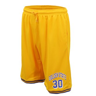 Men’s Basketball Sports Shorts Gym Jogging Swim Board Boxing Sweat Casual Pants, Yellow – Golden State 30