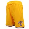 Men’s Basketball Sports Shorts Gym Jogging Swim Board Boxing Sweat Casual Pants, Yellow – Los Angeles 6, S
