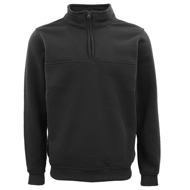 New Men’s Unisex Adult Half-Zip Fleece Jumper Pullover Stand Collar Jacket Shirt, Black, XL