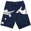 Men’s Adult Board Shorts Australia Day Kangaroo Down Under Souvenir Beach Wear, Navy/White, S