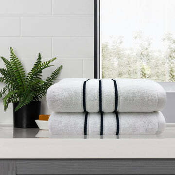 amor classic dobby stripe super soft premium cotton bath towel 2 pcs white