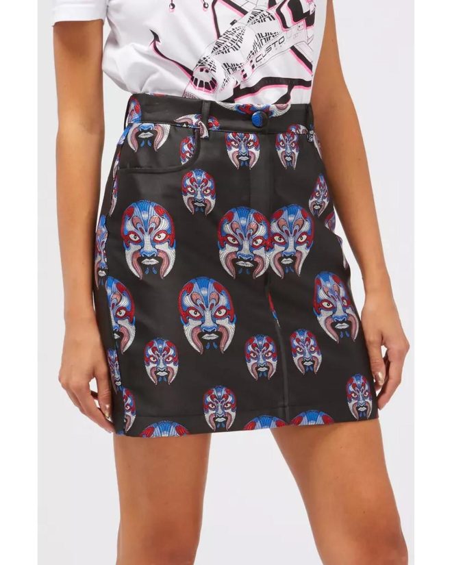 Button Closure Oriental Fantasy Skirt with Pockets Women-pla174863 – W40 US