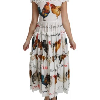 100% Authentic Dolce & Gabbana Sheath Midi Dress with Rooster Print