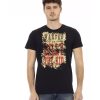 Front Print Short Sleeve T-shirt with Round Neck L Men