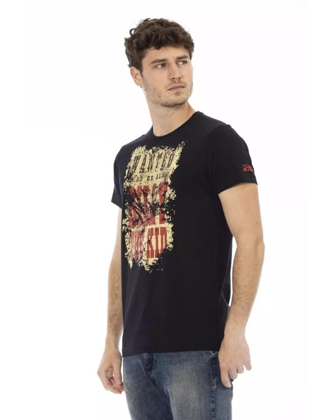 Front Print Short Sleeve T-shirt with Round Neck XL Men