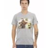 Short Sleeve T-shirt with V-neck and Front Print 2XL Men
