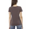 Short Sleeve V-Neck T-Shirt with Front Print XS Women