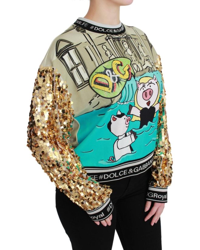 Dolce & Gabbana Crewneck Pullover Sweater with Year of the Pig Motive Women-pla175748 – 36 IT
