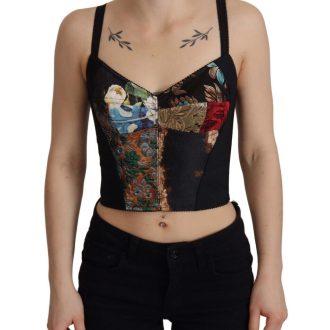 Floral Print Cropped Top with Logo Details 36 IT Women