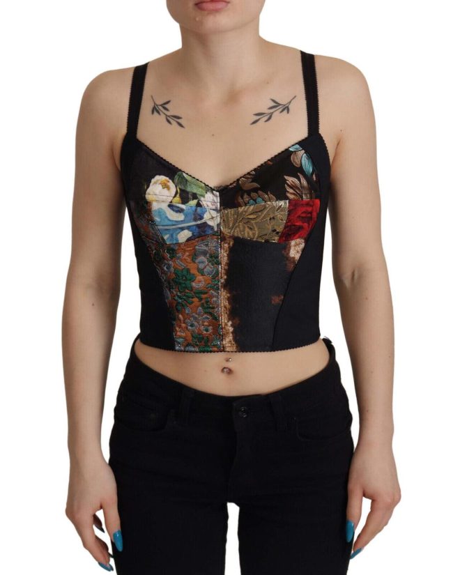 Floral Print Cropped Top with Logo Details 36 IT Women