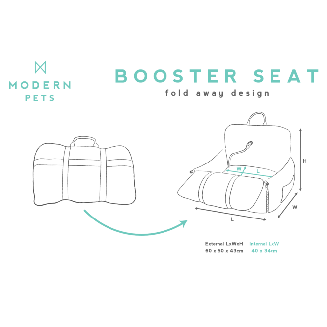 Premium Dog Booster Seat for Small Pets – Storm Grey