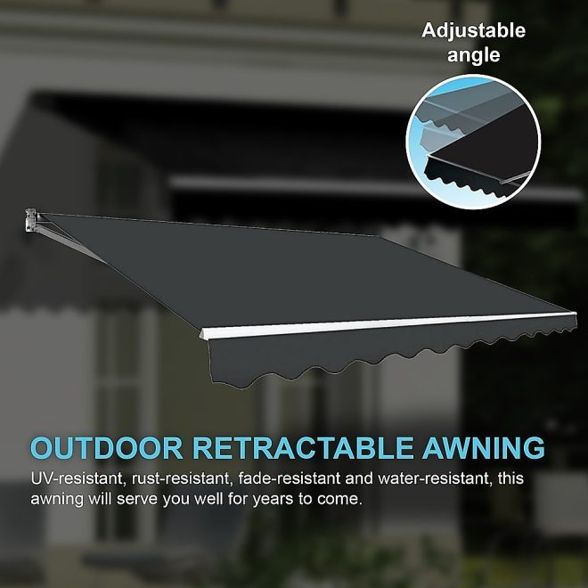 Outdoor Folding Arm Awning Retractable Sunshade Canopy Grey 4.0m x 2.5m