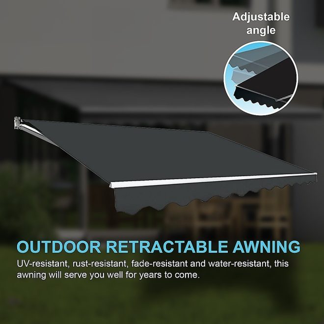 Outdoor Folding Arm Awning Retractable Sunshade Canopy Grey 4.0m x 3.0m