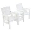 Garden Bench Chair Table Loveseat Wooden Outdoor Furniture Patio Park – White