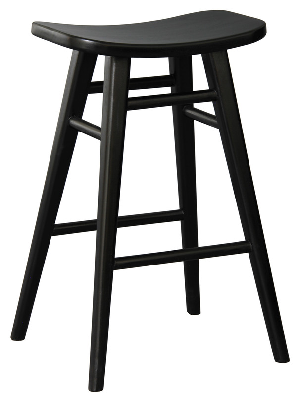 Oval Solid Timber Kitchen Counter Stool – Black