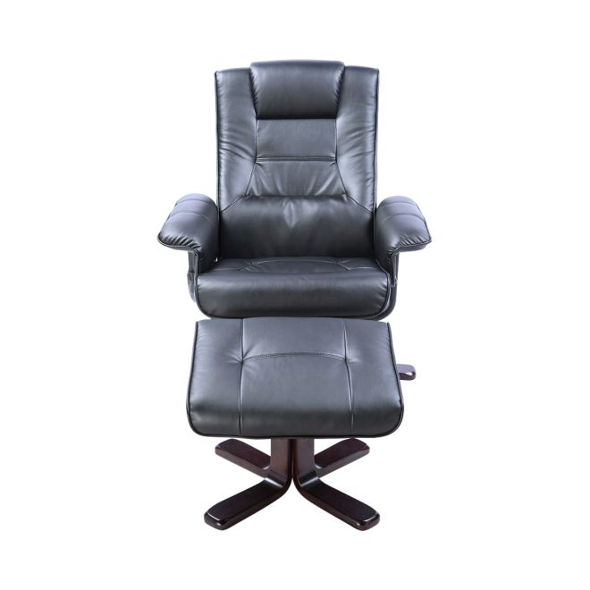 PU Leather Massage Chair Recliner Ottoman Lounge Remote – Black