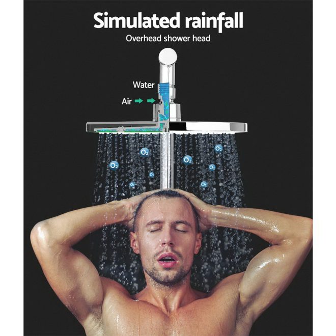 WELS 9” Rain Shower Head Set Round Handheld High Pressure Wall – Silver, 9” Round Shower Head + Shower Taps Set