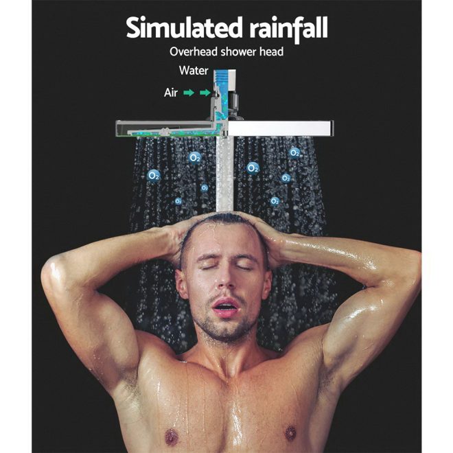 Bathroom Taps Faucet Rain Shower Head Set Hot And Cold Diverter DIY – Silver, Shower Head Set + Shower Taps Set